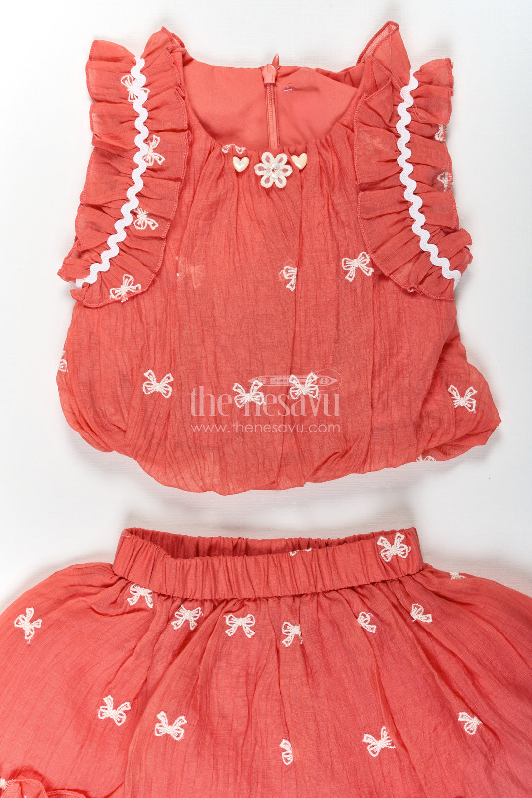 The Nesavu Baby Cotton Frocks Baby Girls Orange Butterfly Frock with Thread Embroidery and Ruffled Sleeves for a Breezy Summer Look Nesavu Baby Girls Orange Cotton Butterfly Frock Thread Embroidery Ruffled Detailing | The Nesavu