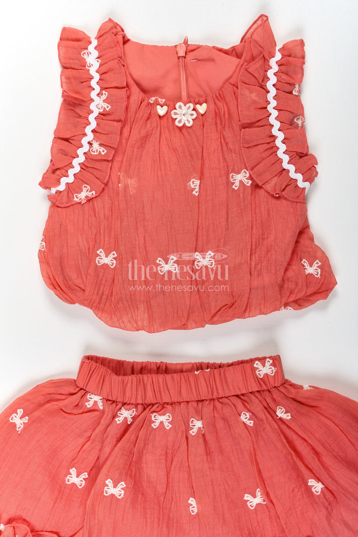 The Nesavu Baby Cotton Frocks Baby Girls Orange Butterfly Frock with Thread Embroidery and Ruffled Sleeves for a Breezy Summer Look Nesavu Baby Girls Orange Cotton Butterfly Frock Thread Embroidery Ruffled Detailing | The Nesavu