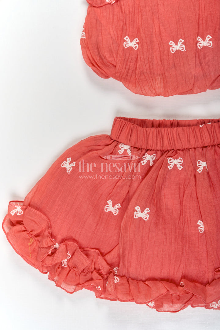 The Nesavu Baby Cotton Frocks Baby Girls Orange Butterfly Frock with Thread Embroidery and Ruffled Sleeves for a Breezy Summer Look Nesavu Baby Girls Orange Cotton Butterfly Frock Thread Embroidery Ruffled Detailing | The Nesavu