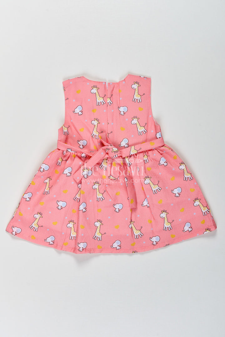 The Nesavu Baby Cotton Frocks Baby Girls Orange Frock in Cotton Blend with Cute Animal Print and Waist Bow Nesavu Baby Girls Orange Frock Cotton Blend Cute Animal Print Waist Bow | The Nesavu