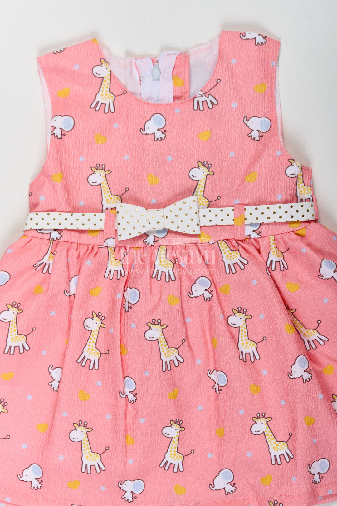 The Nesavu Baby Cotton Frocks Baby Girls Orange Frock in Cotton Blend with Cute Animal Print and Waist Bow Nesavu Baby Girls Orange Frock Cotton Blend Cute Animal Print Waist Bow | The Nesavu