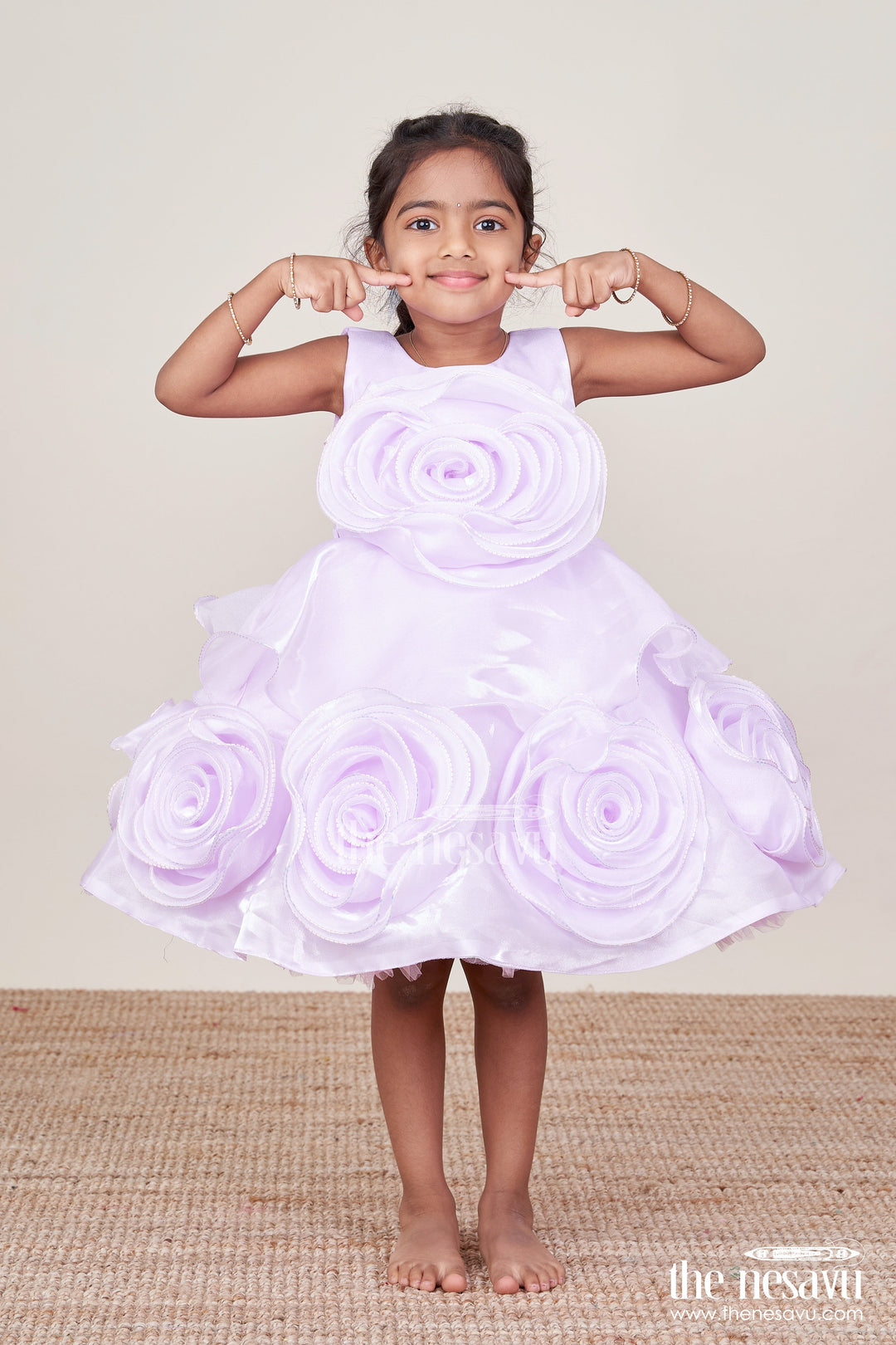 The Nesavu Girls Fancy Party Frock Baby Girls Organza Frock for Birthdays and Party Occasions Nesavu 16 (1Y) / Purple PF279A-16 Nesavu baby girls organza party frock floral detailing birthdays
