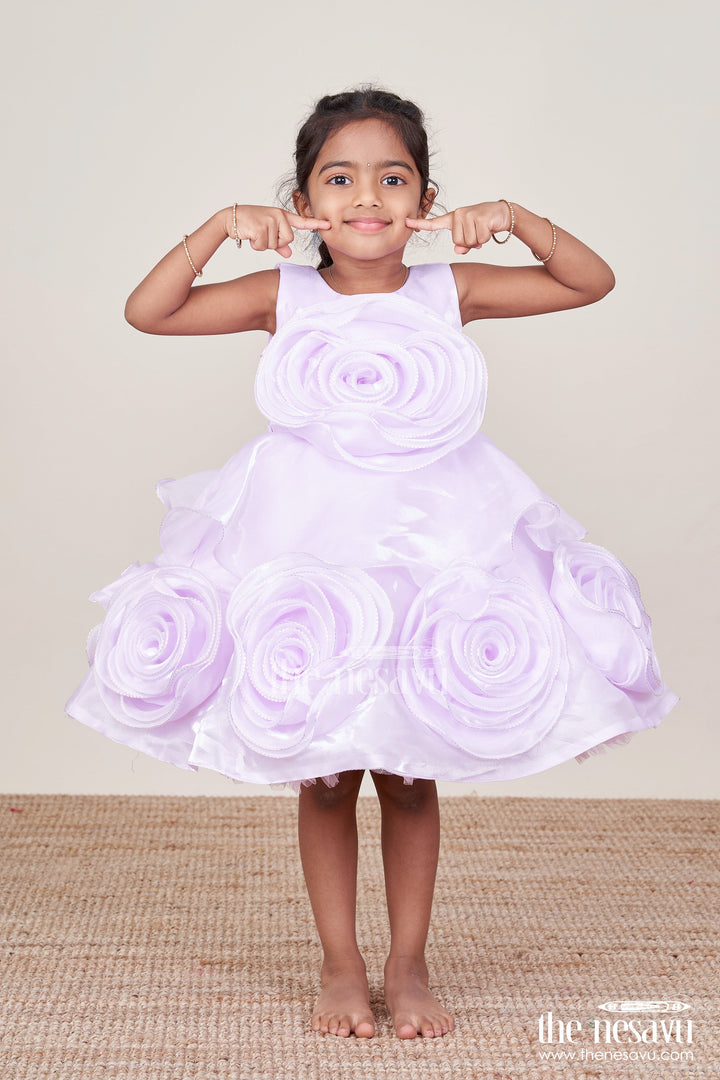 The Nesavu Girls Fancy Party Frock Baby Girls Organza Frock for Birthdays and Party Occasions Nesavu 16 (1Y) / Purple PF279A-16 Nesavu baby girls organza party frock floral detailing birthdays