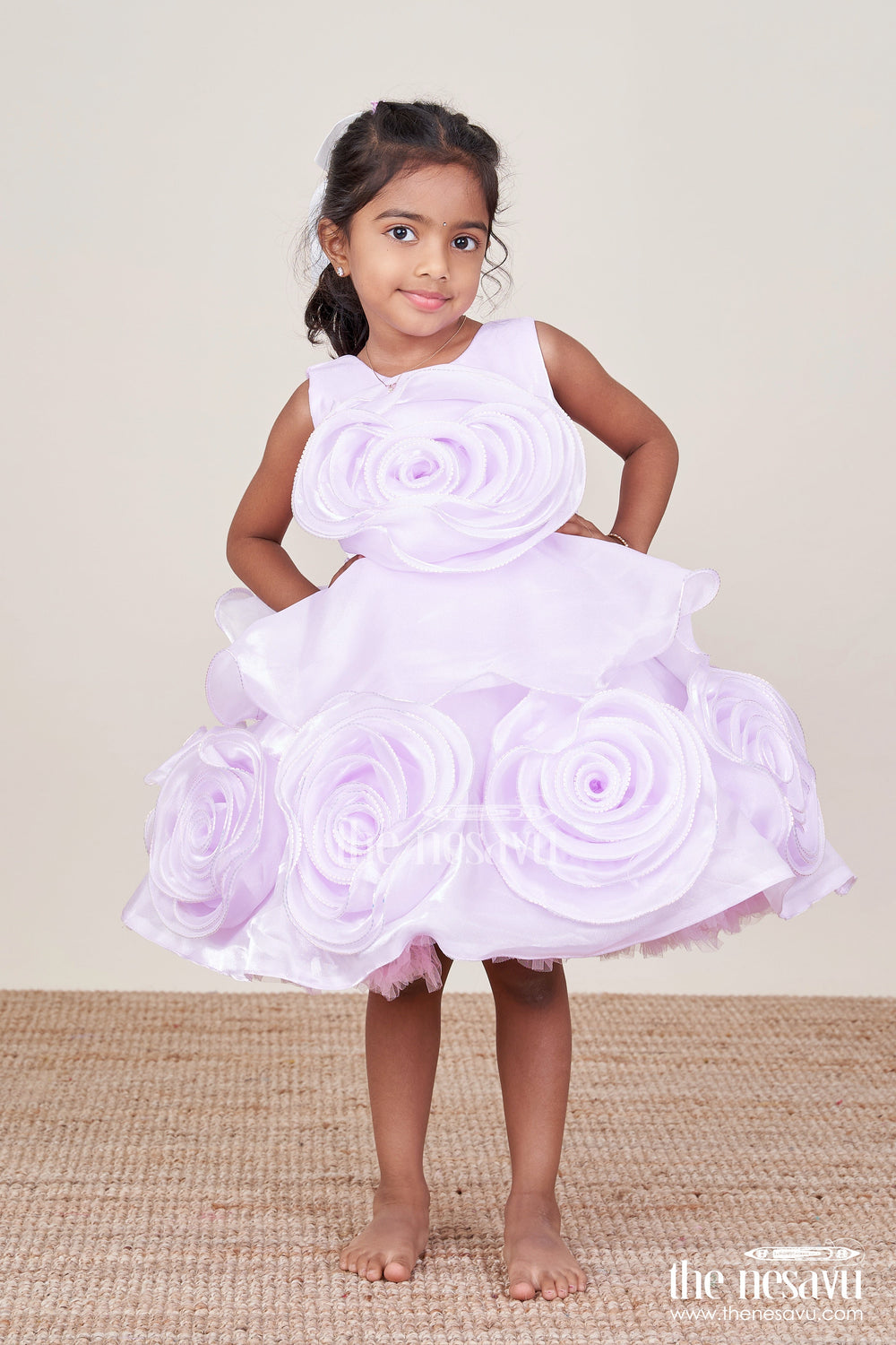 The Nesavu Girls Fancy Party Frock Baby Girls Organza Frock for Birthdays and Party Occasions Nesavu Nesavu baby girls organza party frock floral detailing birthdays