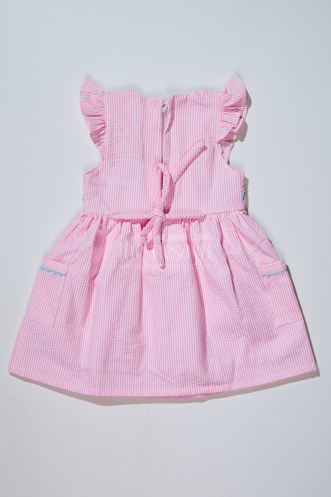 The Nesavu Baby Cotton Frocks Baby Girls Pink Colour Frock in Seer Sucker Cotton with Embroidery and Ruffled Sleeves Nesavu Baby Girls Pink Colour Frock Seer Sucker Cotton Embroidery Ruffles | The Nesavu