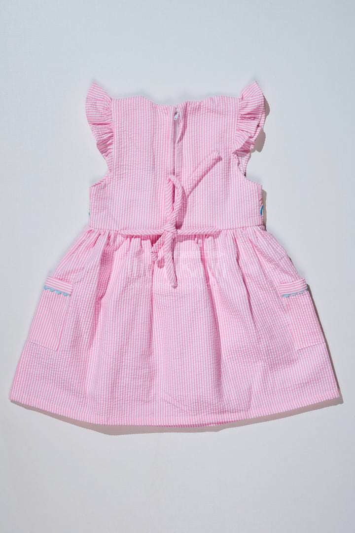 The Nesavu Baby Cotton Frocks Baby Girls Pink Colour Frock in Seer Sucker Cotton with Embroidery and Ruffled Sleeves Nesavu Baby Girls Pink Colour Frock Seer Sucker Cotton Embroidery Ruffles | The Nesavu