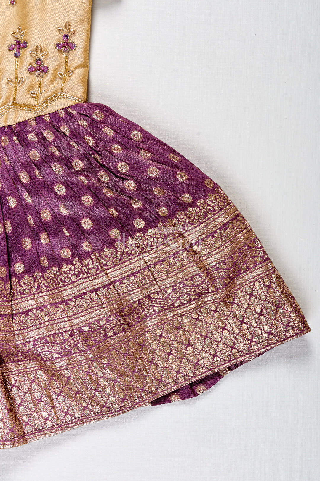 The Nesavu Silk Frock Baby Girls Purple Silk Blend Frock with Tissue Bottom Nesavu Nesavu Baby Girl Purple Silk Frock With Tissue Bottom And Embroidery Festive Occasion Wear