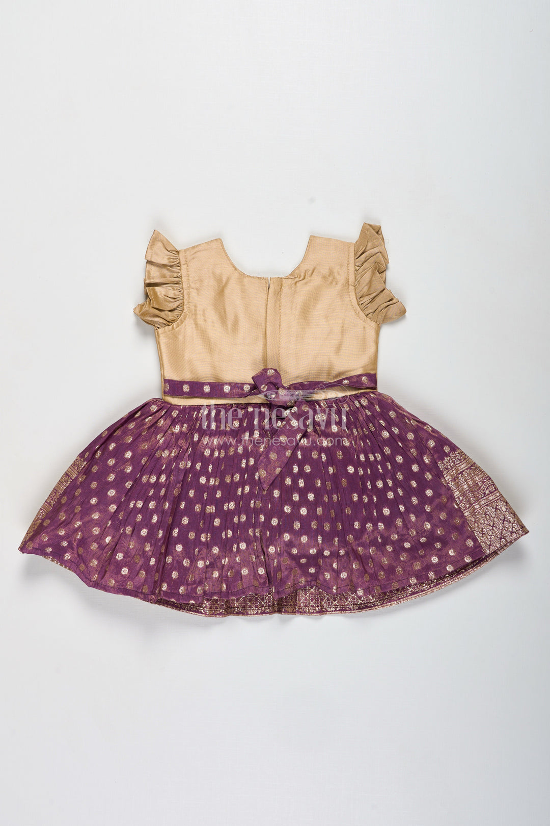 The Nesavu Silk Frock Baby Girls Purple Silk Blend Frock with Tissue Bottom Nesavu Nesavu Baby Girl Purple Silk Frock With Tissue Bottom And Embroidery Festive Occasion Wear