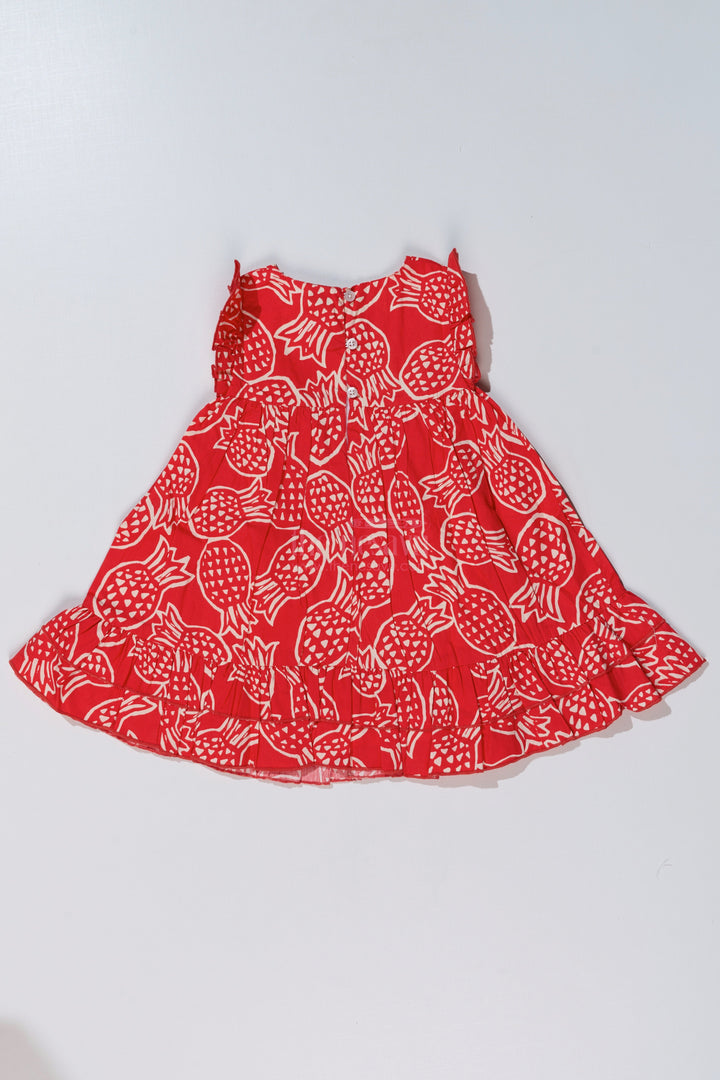 The Nesavu Baby Cotton Frocks Baby Girls Red Short Frock with Playful Printed Design and Ruffled Hem for Everyday Comfort Nesavu Baby Girls Red Short Frock Playful Print Ruffled Hem Casual Wear | The Nesavu
