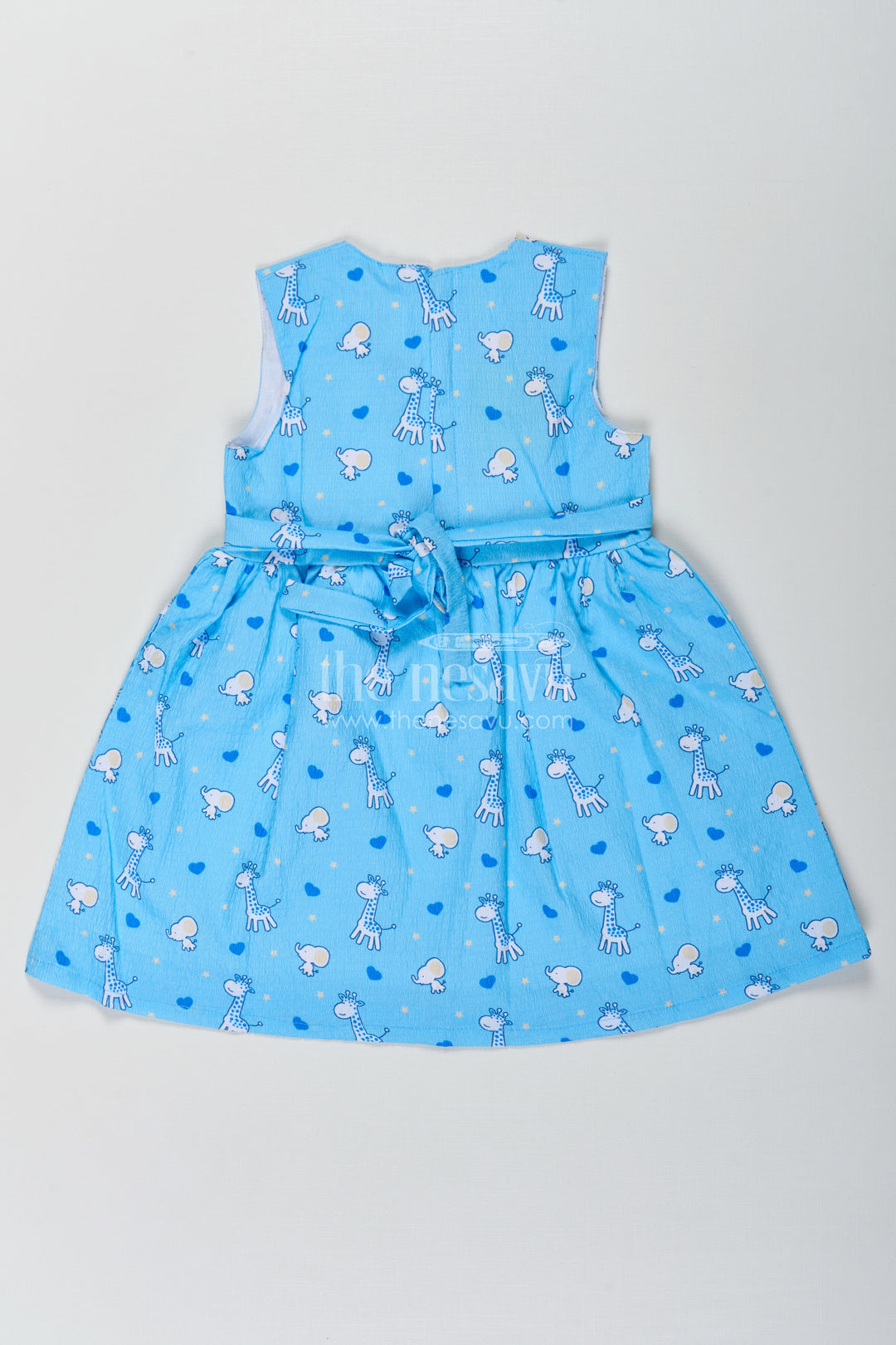 The Nesavu Baby Cotton Frocks Baby Girls Royal Blue Frock in Cotton Blend with Giraffe and Elephant Print Nesavu Baby Girls Royal Blue Frock Cotton Blend Giraffe Elephant Print | The Nesavu