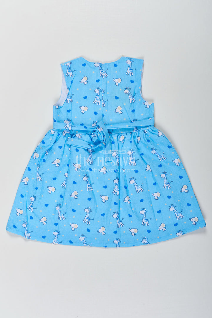 The Nesavu Baby Cotton Frocks Baby Girls Royal Blue Frock in Cotton Blend with Giraffe and Elephant Print Nesavu Baby Girls Royal Blue Frock Cotton Blend Giraffe Elephant Print | The Nesavu
