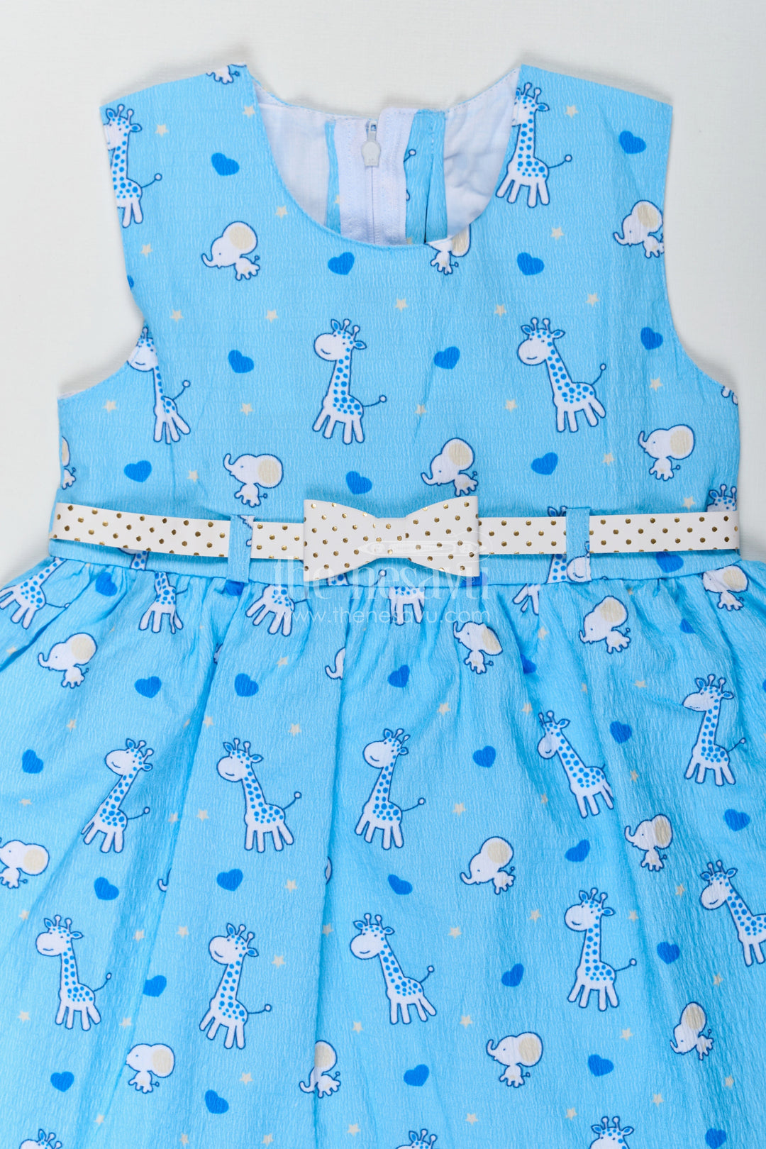 The Nesavu Baby Cotton Frocks Baby Girls Royal Blue Frock in Cotton Blend with Giraffe and Elephant Print Nesavu Baby Girls Royal Blue Frock Cotton Blend Giraffe Elephant Print | The Nesavu