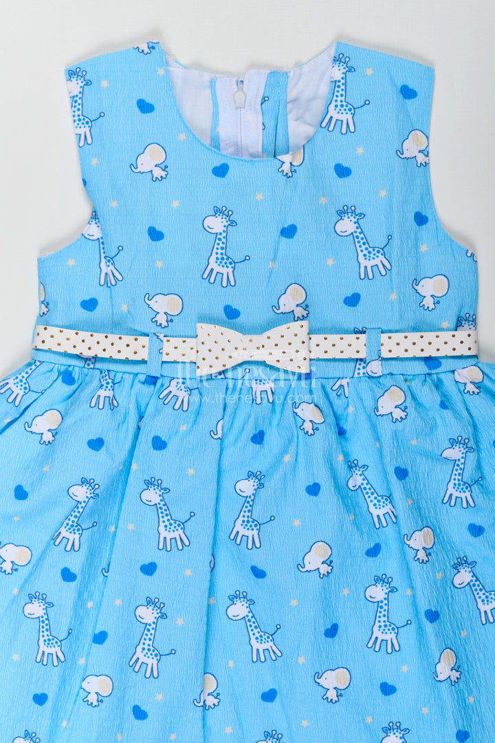 The Nesavu Baby Cotton Frocks Baby Girls Royal Blue Frock in Cotton Blend with Giraffe and Elephant Print Nesavu Baby Girls Royal Blue Frock Cotton Blend Giraffe Elephant Print | The Nesavu