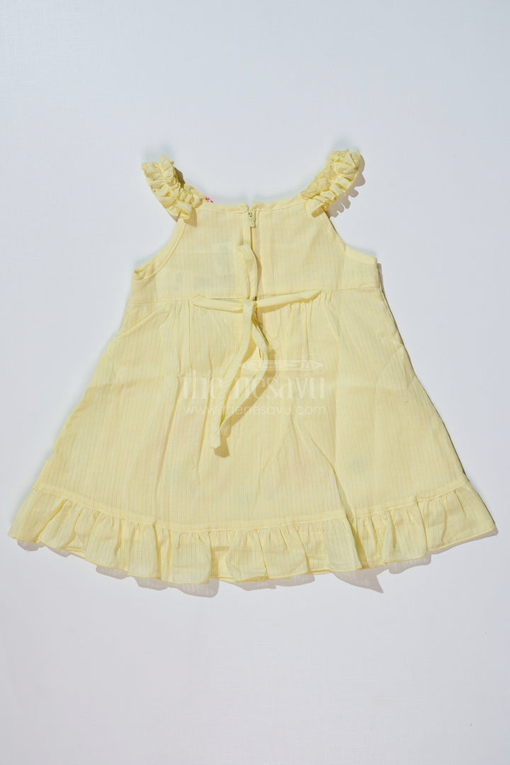 The Nesavu Baby Cotton Frocks Baby Girls Yellow Cotton Frock with Floral Embroidery and Ruffled Straps for Everyday Wear Nesavu Baby Girls Yellow Cotton Frock Floral Embroidery Ruffled Straps | The Nesavu