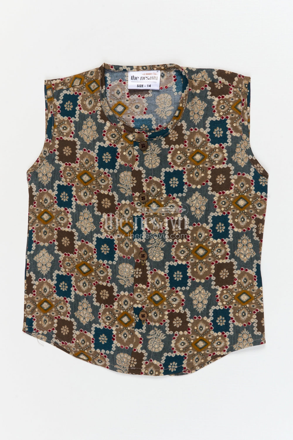 The Nesavu Baby Jablas Baby Jabla Top for Breezy Summer Comfort and Daily Dressing Nesavu 10 (NB) / Green / Viscose Silk IF039A-10 Nesavu baby jabla in soft modal silk with ethnic prints – perfect for summer and everyday wear