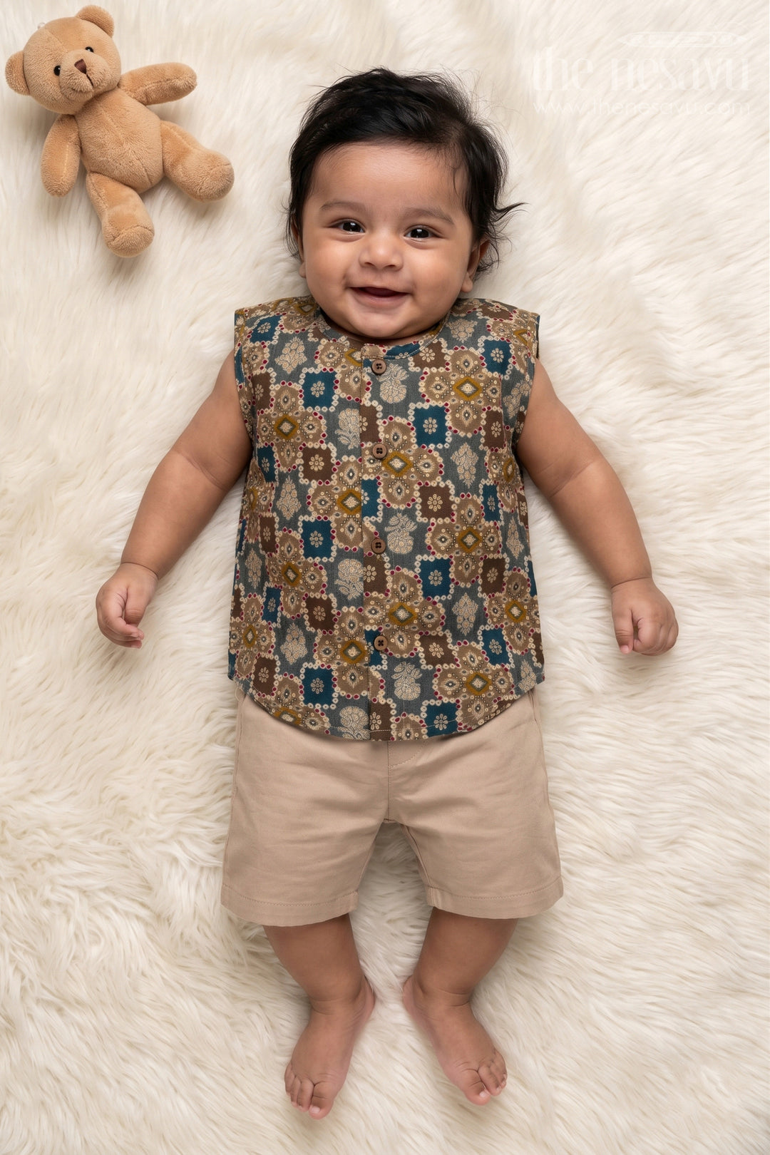 The Nesavu Baby Jablas Baby Jabla Top for Breezy Summer Comfort and Daily Dressing Nesavu 10 (NB) / Green / Viscose Silk IF039A-10 Nesavu baby jabla in soft modal silk with ethnic prints – perfect for summer and everyday wear
