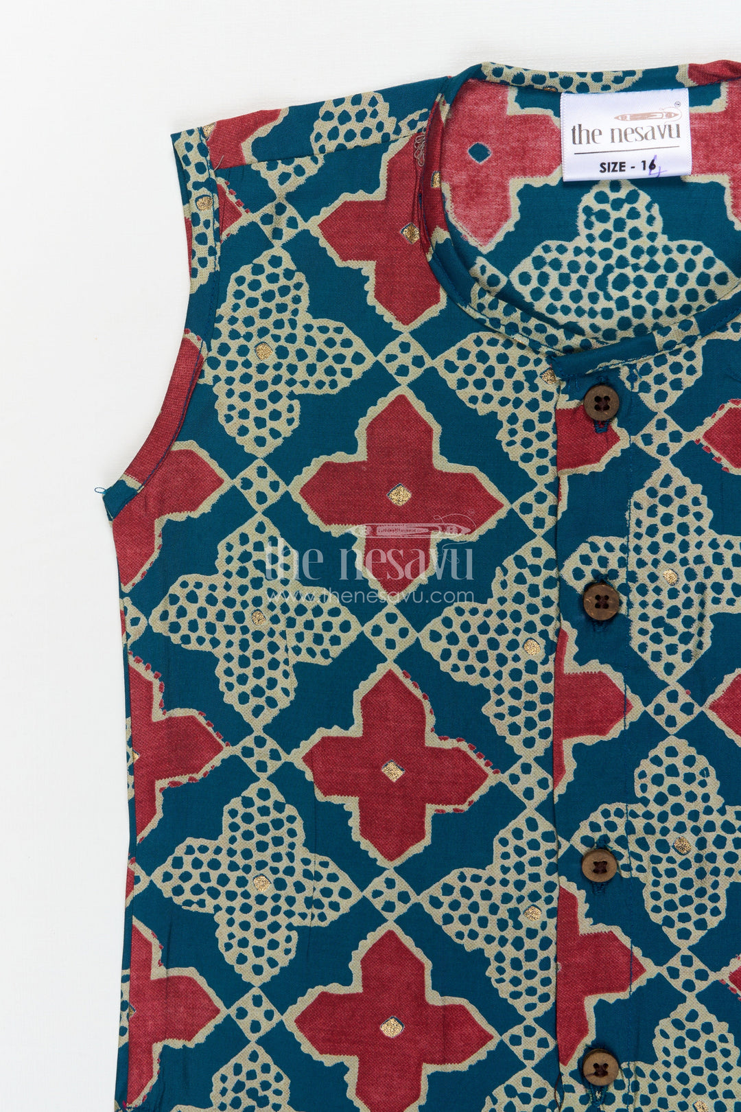 The Nesavu Baby Jablas Baby Jabla Top for Relaxed Dressing and Everyday Comfort Nesavu 10 (NB) / Green / Viscose Silk IF038B-10 Nesavu modal silk baby jabla with button front and breathable sleeveless fit – ideal for daily wear