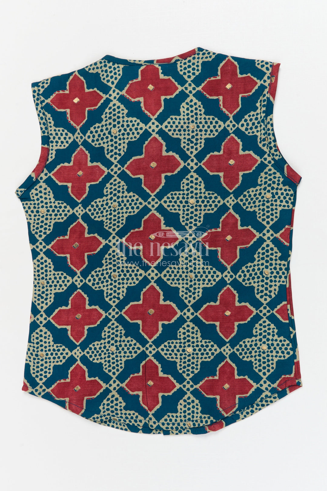 The Nesavu Baby Jablas Baby Jabla Top for Relaxed Dressing and Everyday Comfort Nesavu 10 (NB) / Green / Viscose Silk IF038B-10 Nesavu modal silk baby jabla with button front and breathable sleeveless fit – ideal for daily wear