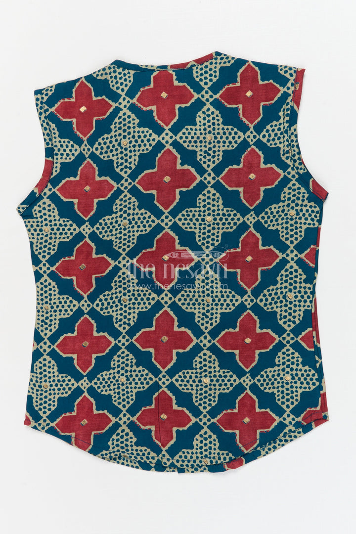 The Nesavu Baby Jablas Baby Jabla Top for Relaxed Dressing and Everyday Comfort Nesavu 10 (NB) / Green / Viscose Silk IF038B-10 Nesavu modal silk baby jabla with button front and breathable sleeveless fit – ideal for daily wear