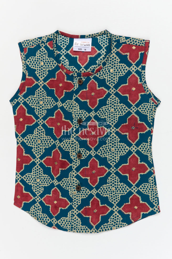 The Nesavu Baby Jablas Baby Jabla Top for Relaxed Dressing and Everyday Comfort Nesavu 10 (NB) / Green / Viscose Silk IF038B-10 Nesavu modal silk baby jabla with button front and breathable sleeveless fit – ideal for daily wear