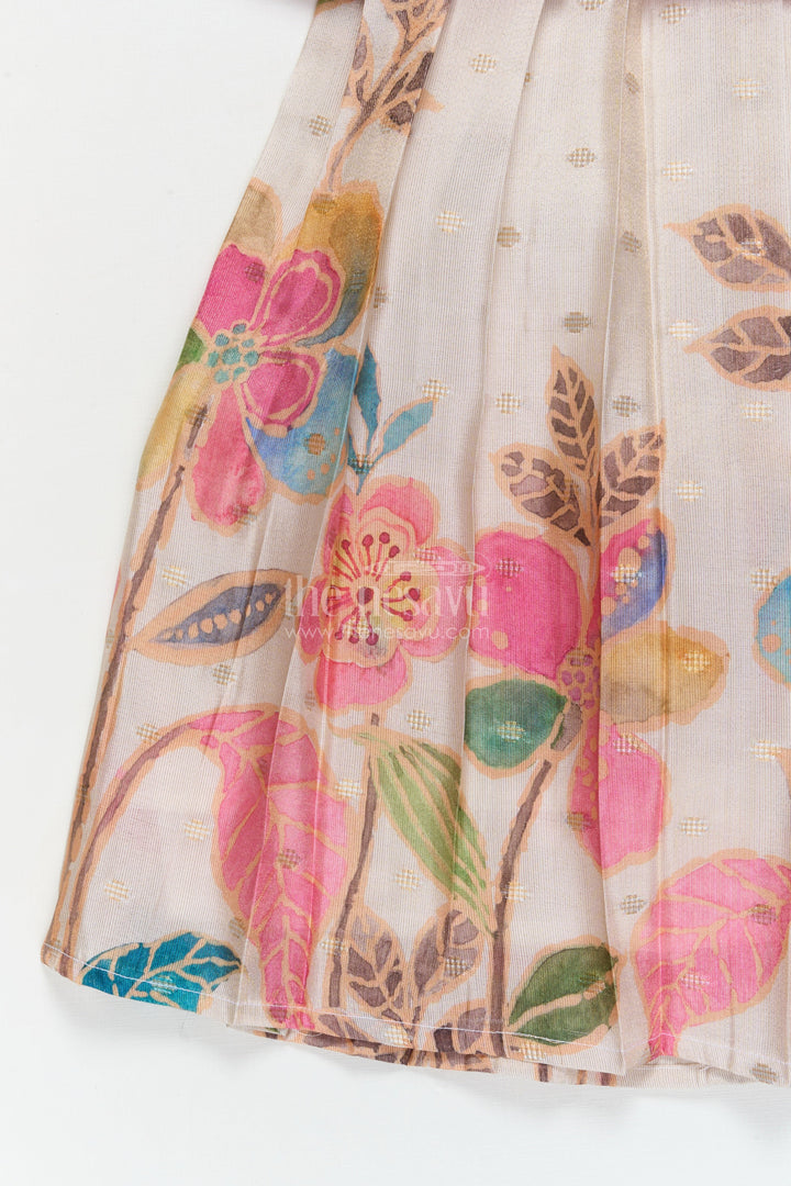 The Nesavu Pattu Pavadai Baby Pattu Pavadai for Birthday Parties and Photo Sessions Nesavu Nesavu baby girl pattu pavadai with floral skirt for birthdays and festive photoshoots