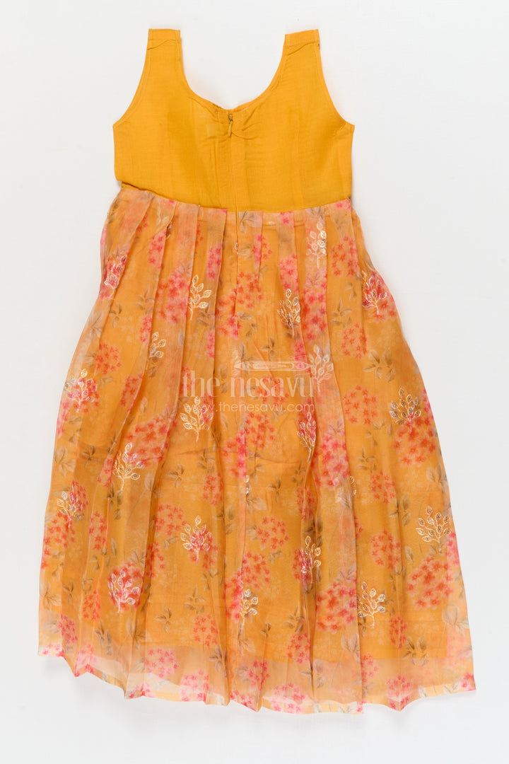 The Nesavu Pattu Pavadai Baby Pattu Pavadai with Floral Skirt for Birthdays and Outdoor Events Nesavu Nesavu floral pattu pavadai for baby girls with raw silk blouse – perfect for birthdays and summer events