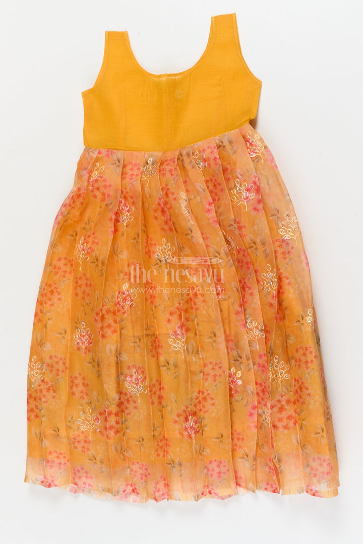 The Nesavu Pattu Pavadai Baby Pattu Pavadai with Floral Skirt for Birthdays and Outdoor Events Nesavu Nesavu floral pattu pavadai for baby girls with raw silk blouse – perfect for birthdays and summer events
