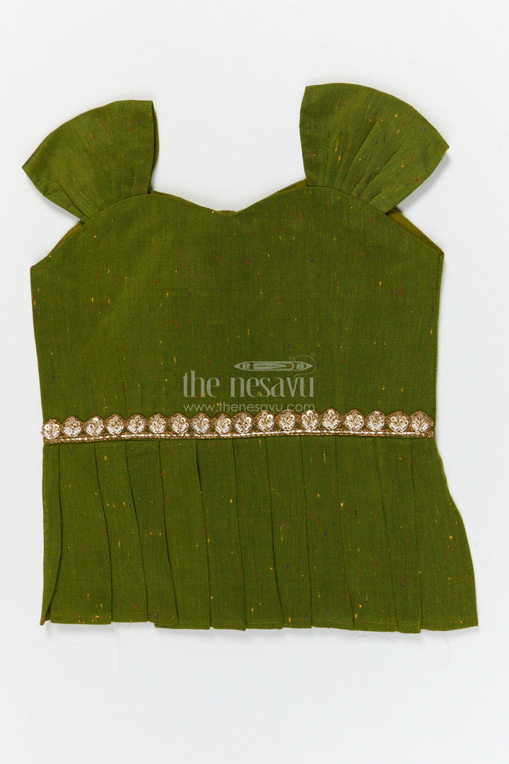 The Nesavu Pattu Pavadai Baby Pattu Pavadai with Floral Skirt for Birthdays and Outdoor Events Nesavu Nesavu floral pattu pavadai for baby girls with raw silk blouse – perfect for birthdays and summer events