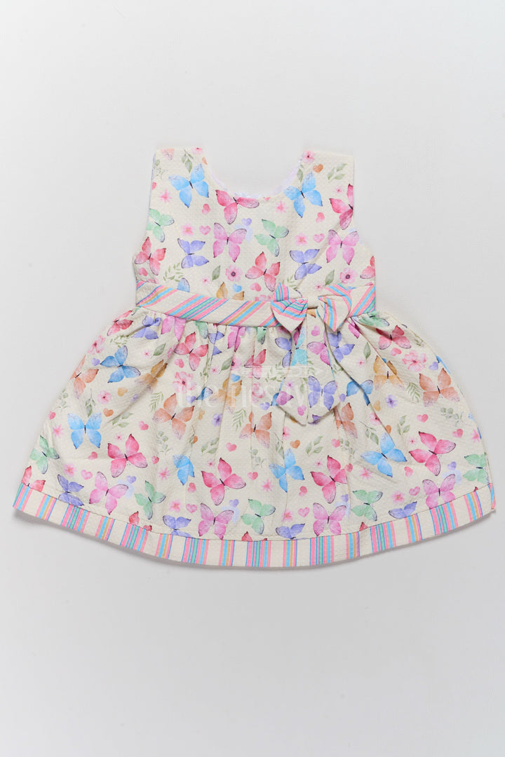 The Nesavu Baby Fancy Frock Baby Polysilk Chanderi Cotton Frock with Vibrant Butterfly Prints Nesavu Nesavu Baby Polysilk Chanderi Cotton Frock Vibrant Butterfly Prints