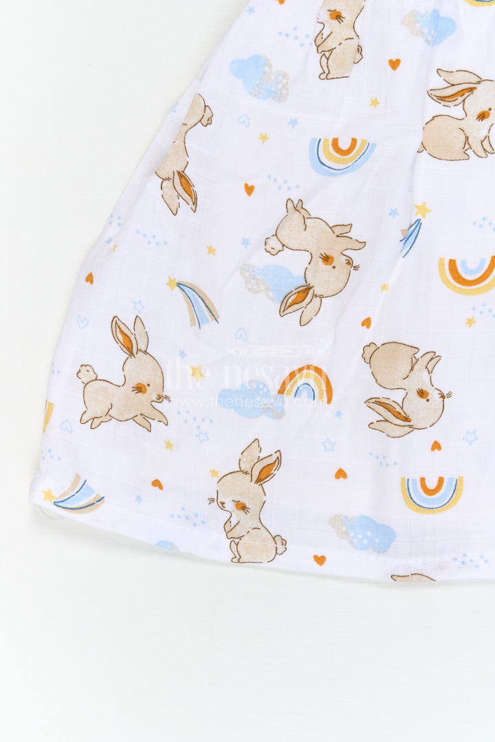 The Nesavu Baby Cotton Frocks Baby Printed Frock for Playful Day Photoshoots Nesavu Nesavu Baby Printed Frock For Playful Day Photoshoots With Muslin Cotton And Bunny Print