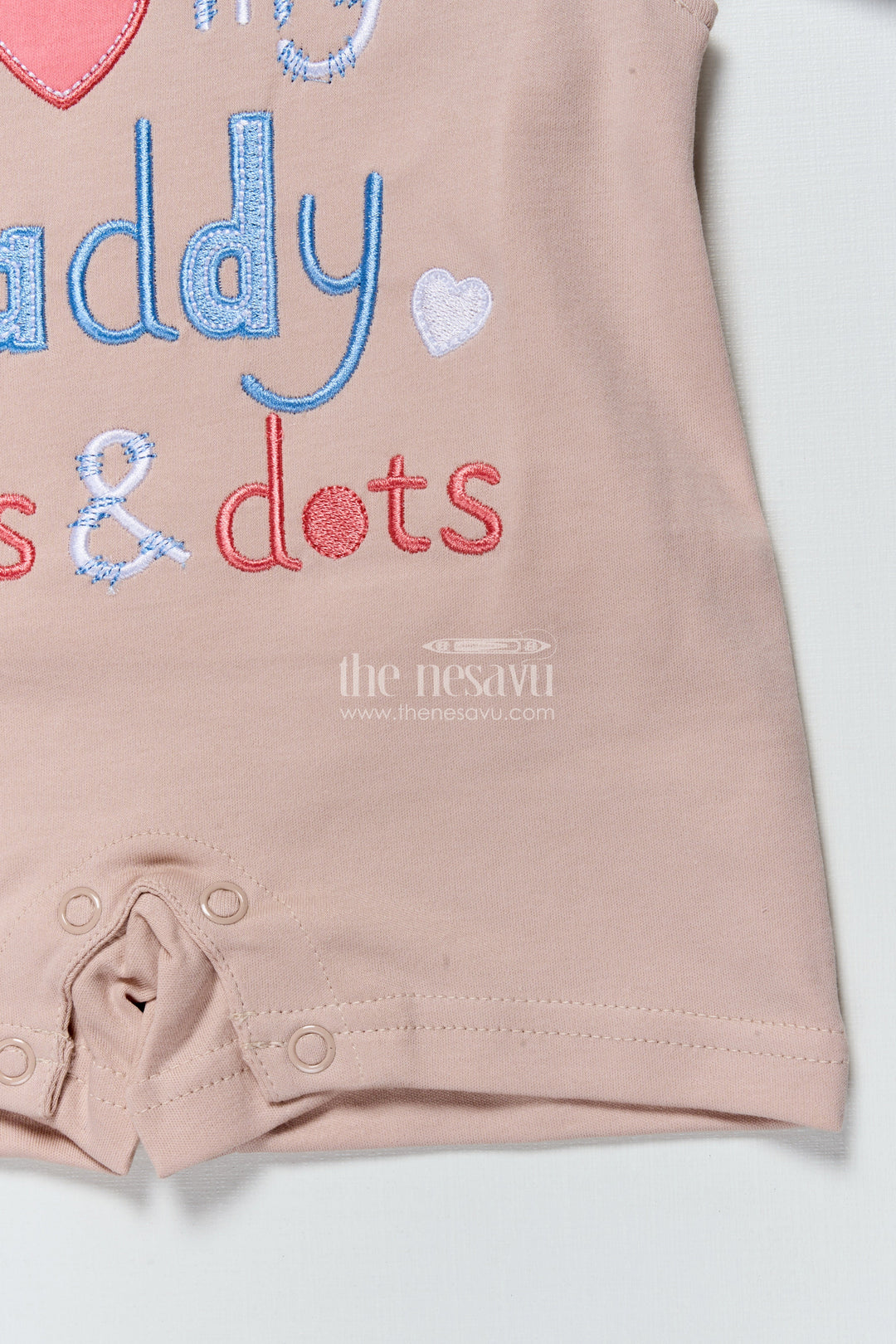 The Nesavu Baby Casual Sets Baby Romper Set with Embroidered Message for Casual Everyday Cuteness Nesavu Nesavu baby romper embroidered daddy quote  cute comfy outfit everyday bonding moments