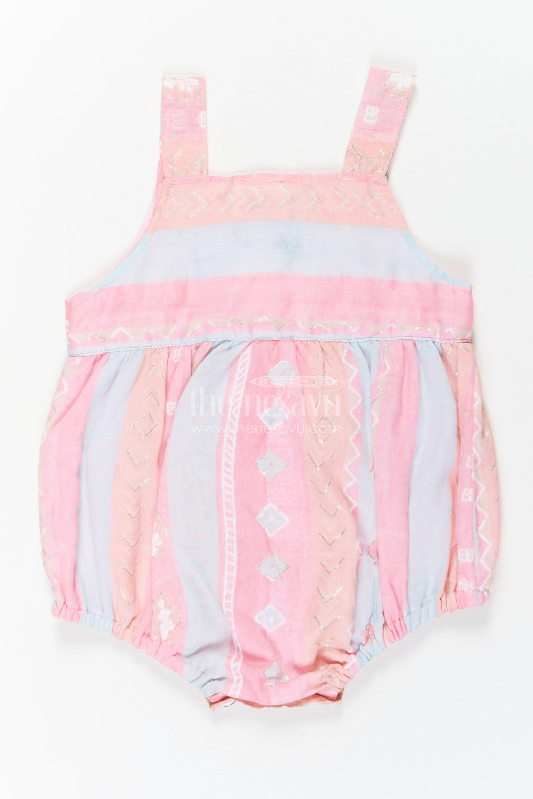 The Nesavu Baby Rompers/Onesies Baby Summer Rompers in Cotton Blend with Bird Appliqué and Soft Pastel Colors Nesavu Baby Summer Rompers Cotton Blend Bird Appliqu Adjustable Straps | The Nesavu