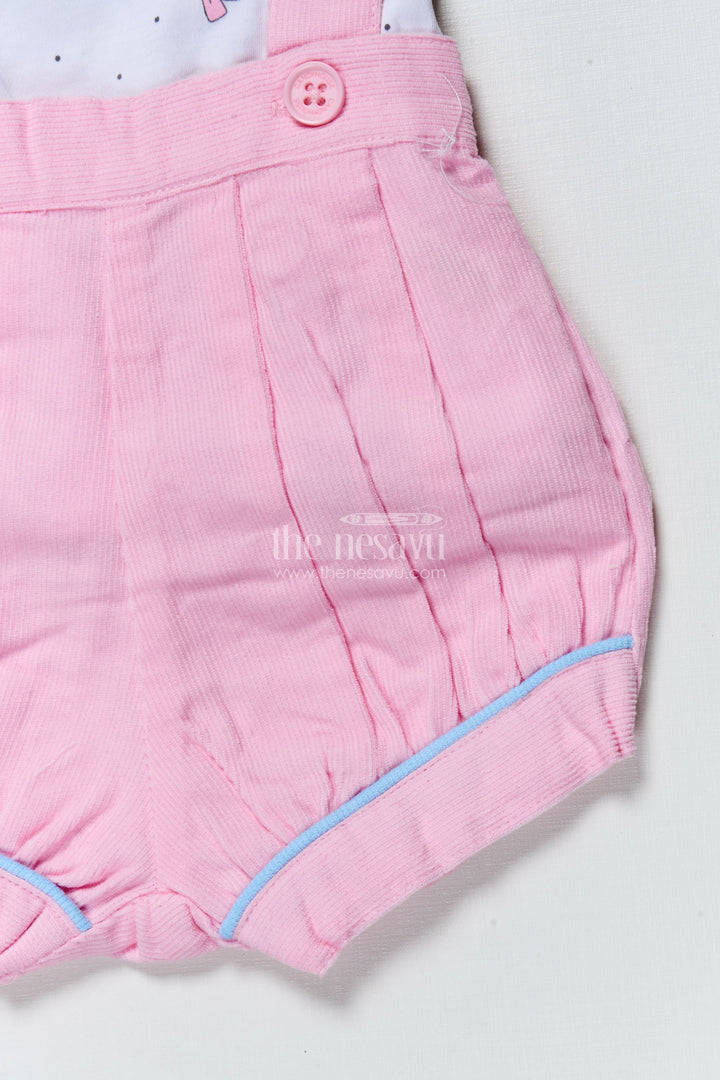 The Nesavu Baby Casual Sets Baby Unisex Casual Romper Set with Bear Motifs for Comfy Playtime Nesavu Nesavu baby romper set bear appliqus bow  comfy outfit casual wear playtime