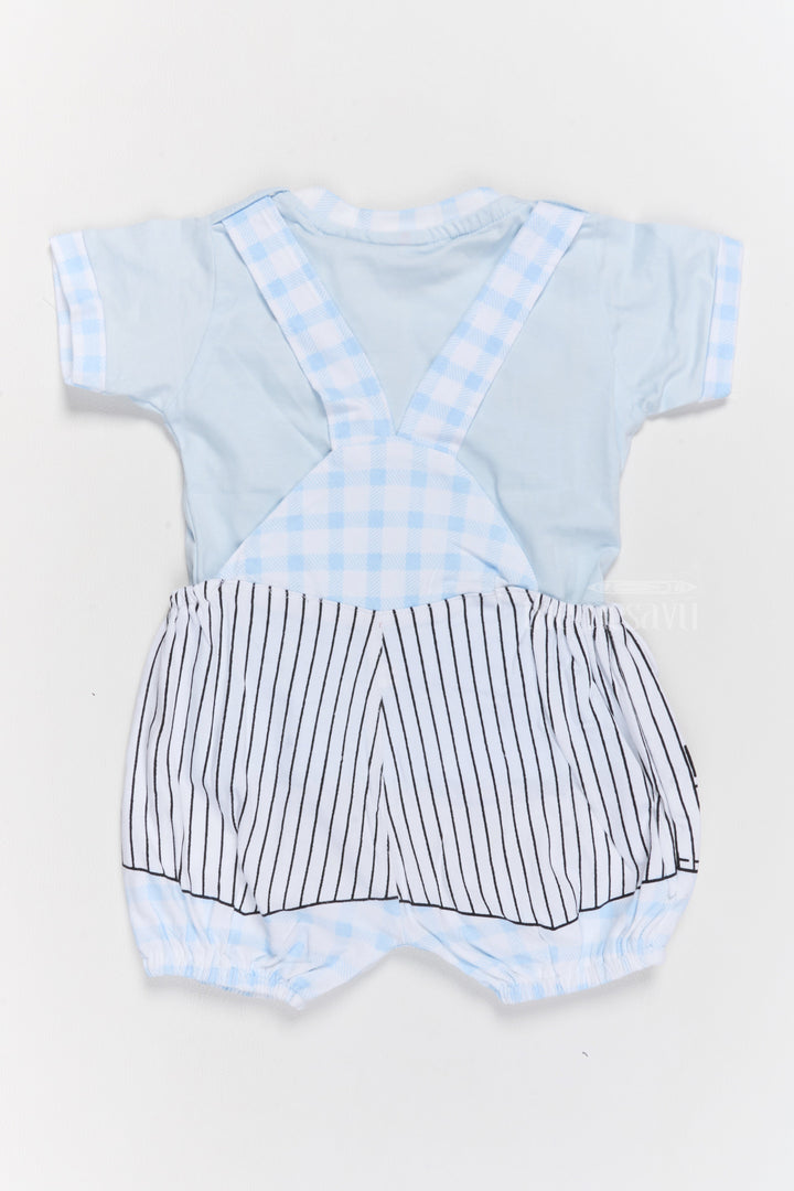 The Nesavu Baby Casual Sets Baby Winter Clothes Blue Cotton Romper with Striped Suspenders and Cartoon Design Nesavu Baby Winter Clothes Blue Cotton Romper Striped Suspenders Cartoon Print | The Nesavu