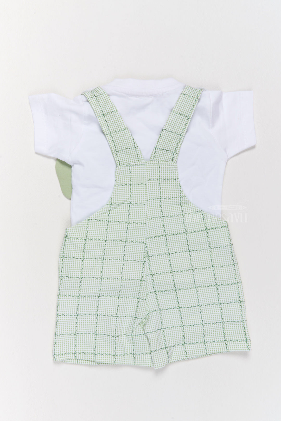 The Nesavu Baby Casual Sets Babydoll Casual Dress Green Checked Elephant Applique Cotton Dungaree Set Nesavu Babydoll Casual Dress Green Checked Dungaree Set Elephant Applique | The Nesavu