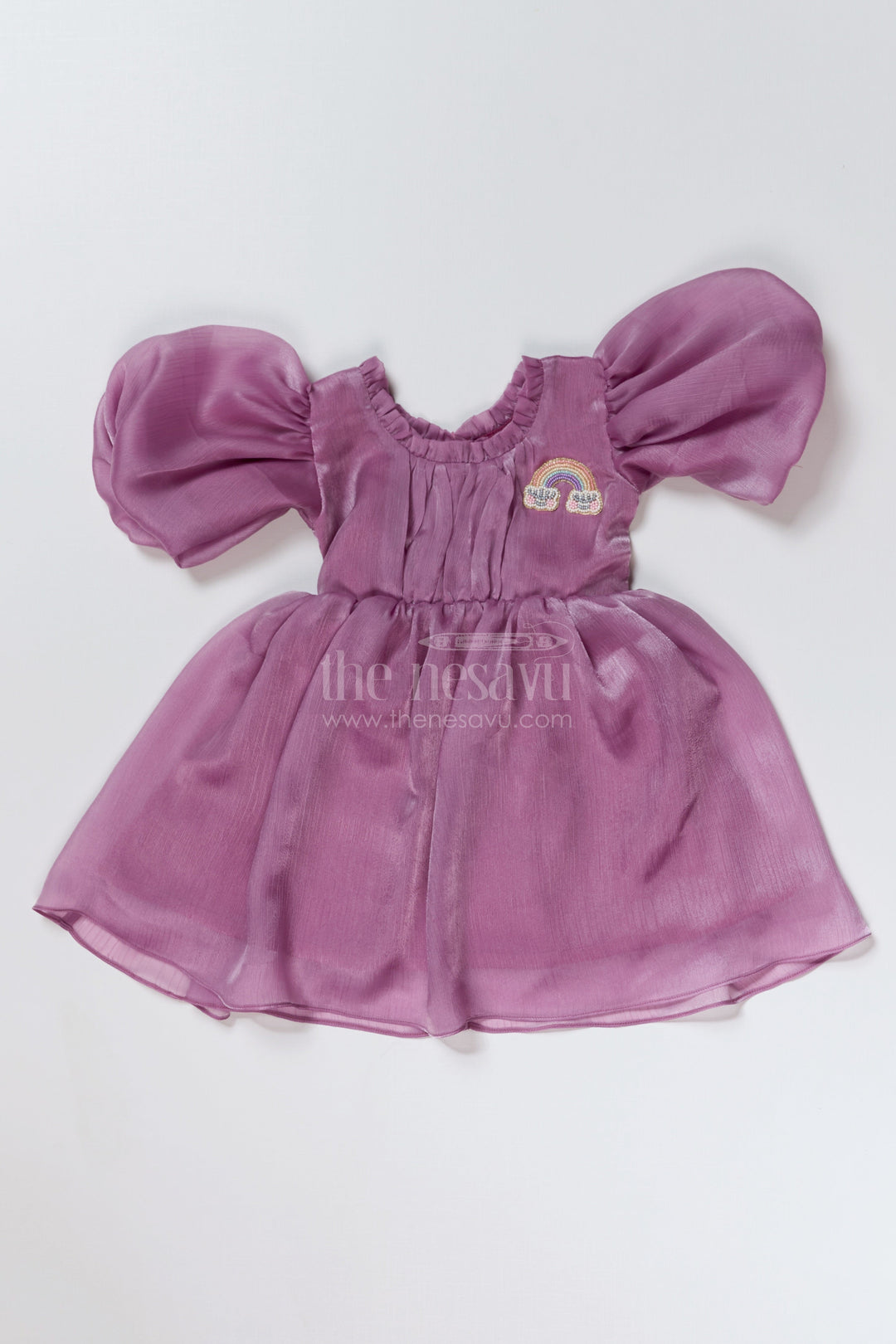 The Nesavu Girls Fancy Party Frock Beautiful Party Frock Design for Girls in Glaze Organza with Puffy Sleeves and Embroidery Nesavu 16 (1Y) / Purple PF186DB-16 Beautiful Party Frock Design Girls Glaze Organza Puffy Sleeves Embroidery | The Nesavu