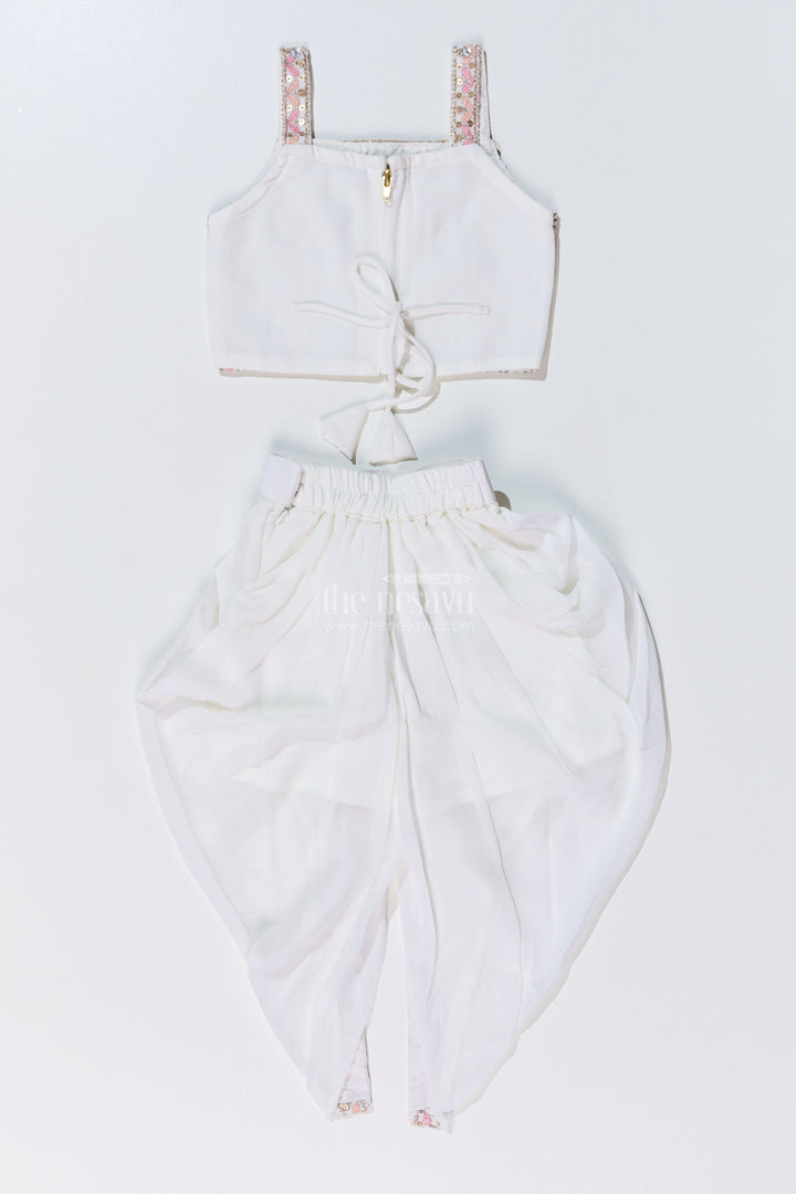 The Nesavu Girls Dothi Sets Beautiful Traditional Dresses for Girls with Embroidered Jacket and Draped Dhoti Skirt Nesavu Beautiful Traditional Dresses Girls Embroidered Jacket Draped Dhoti | The Nesavu