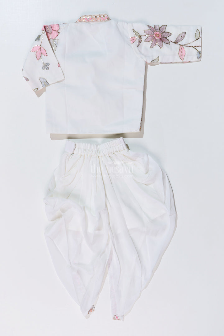 The Nesavu Girls Dothi Sets Beautiful Traditional Dresses for Girls with Embroidered Jacket and Draped Dhoti Skirt Nesavu Beautiful Traditional Dresses Girls Embroidered Jacket Draped Dhoti | The Nesavu