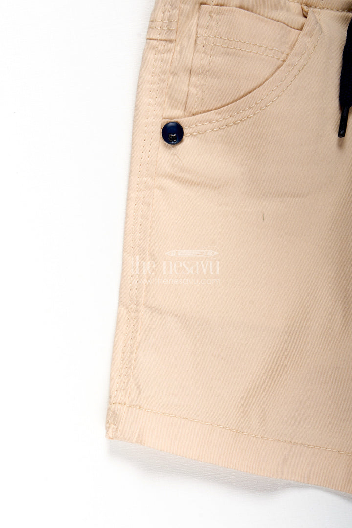 The Nesavu Boys Shorts Beige Shorts for Boys in Soft Cotton with Drawstring Waist and Side Pockets for Everyday Comfort Nesavu Beige Shorts Boys Cotton Drawstring Waist Side Pockets Summer Comfort | The Nesavu