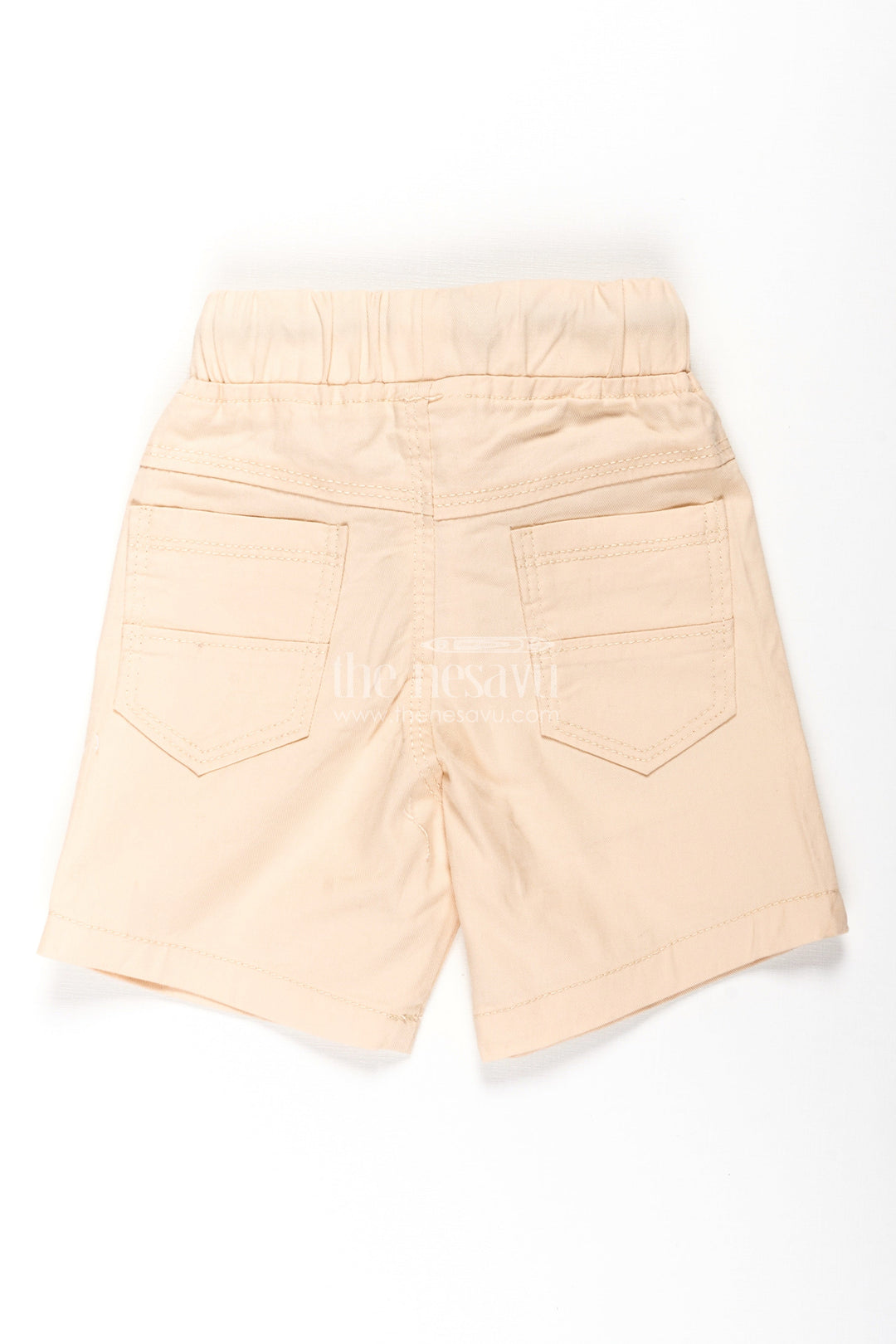 The Nesavu Boys Shorts Beige Shorts for Boys in Soft Cotton with Drawstring Waist and Side Pockets for Everyday Comfort Nesavu Beige Shorts Boys Cotton Drawstring Waist Side Pockets Summer Comfort | The Nesavu