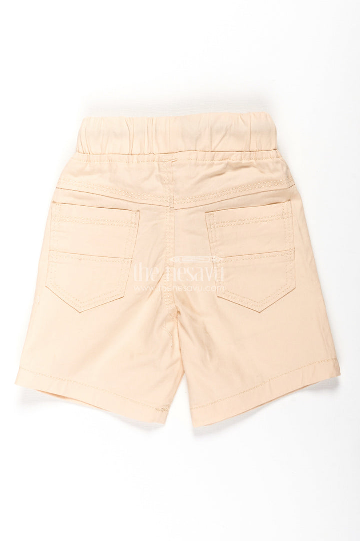 The Nesavu Boys Shorts Beige Shorts for Boys in Soft Cotton with Drawstring Waist and Side Pockets for Everyday Comfort Nesavu Beige Shorts Boys Cotton Drawstring Waist Side Pockets Summer Comfort | The Nesavu