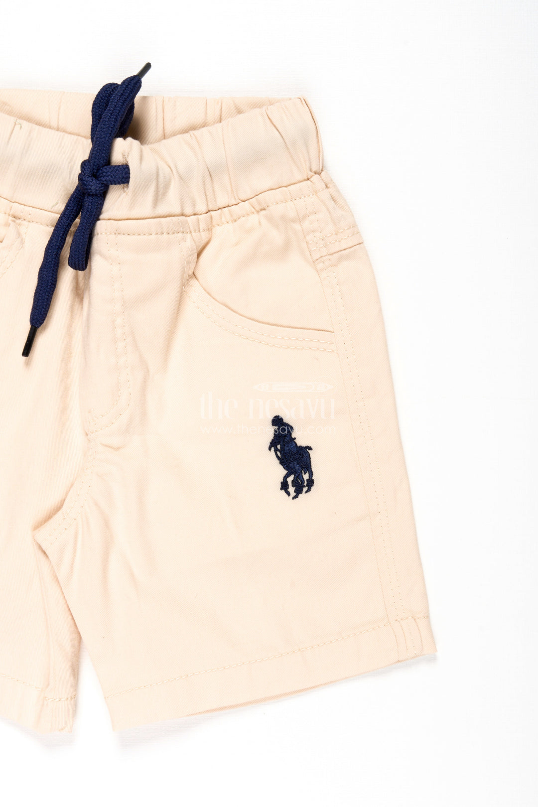 The Nesavu Boys Shorts Beige Shorts for Boys in Soft Cotton with Drawstring Waist and Side Pockets for Everyday Comfort Nesavu Beige Shorts Boys Cotton Drawstring Waist Side Pockets Summer Comfort | The Nesavu
