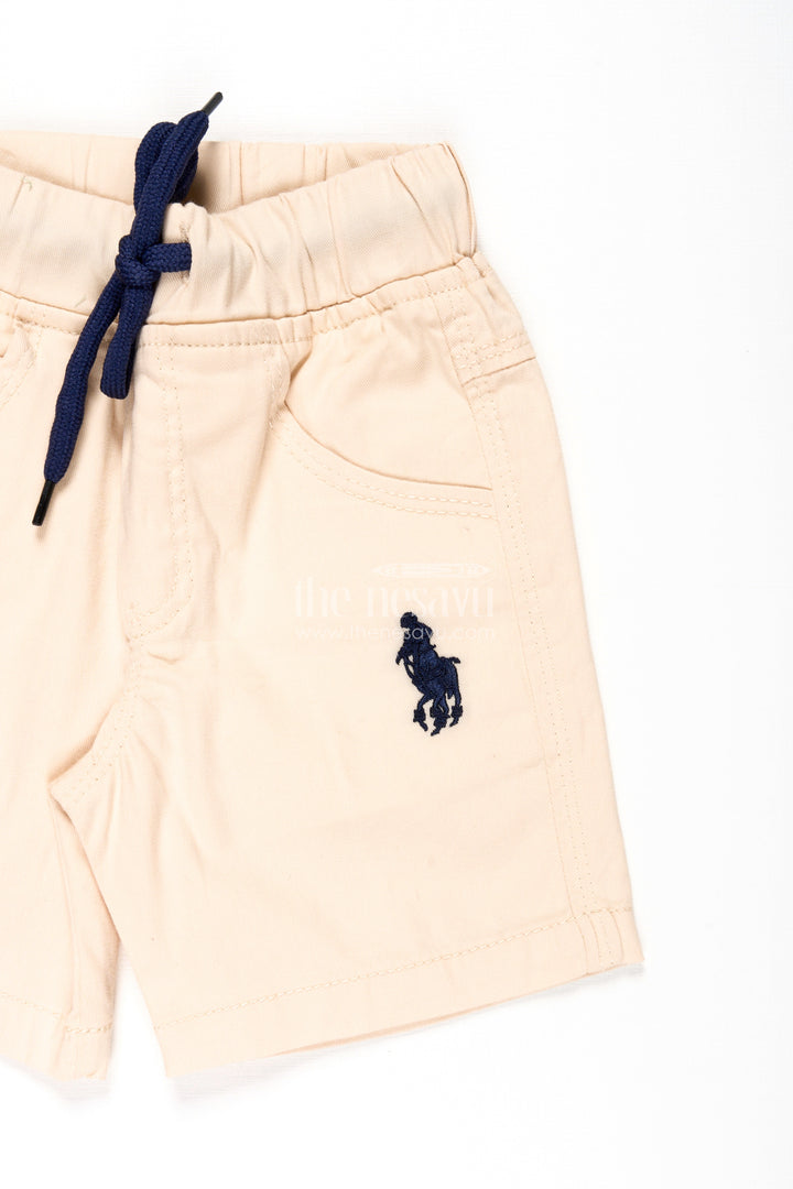The Nesavu Boys Shorts Beige Shorts for Boys in Soft Cotton with Drawstring Waist and Side Pockets for Everyday Comfort Nesavu Beige Shorts Boys Cotton Drawstring Waist Side Pockets Summer Comfort | The Nesavu
