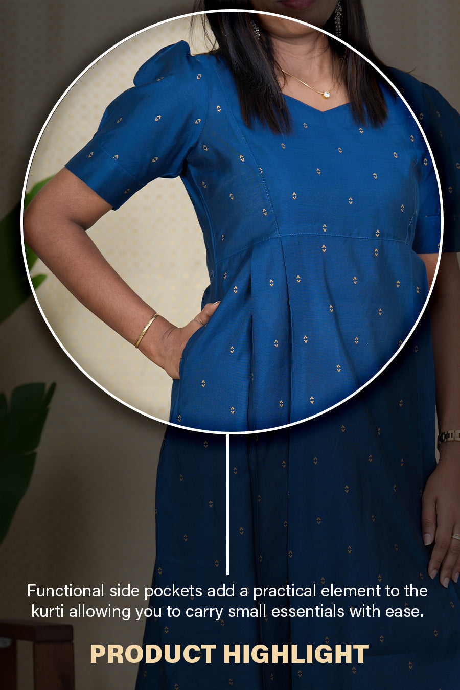 The Nesavu Womens Straight Kurtas Best Kurta for Womenroyal Blue Viscose Silk Heart Neck Kurta Nesavu Best Kurta for Women - Royal Blue Viscose Silk Heart Neck Kurta | The Nesavu