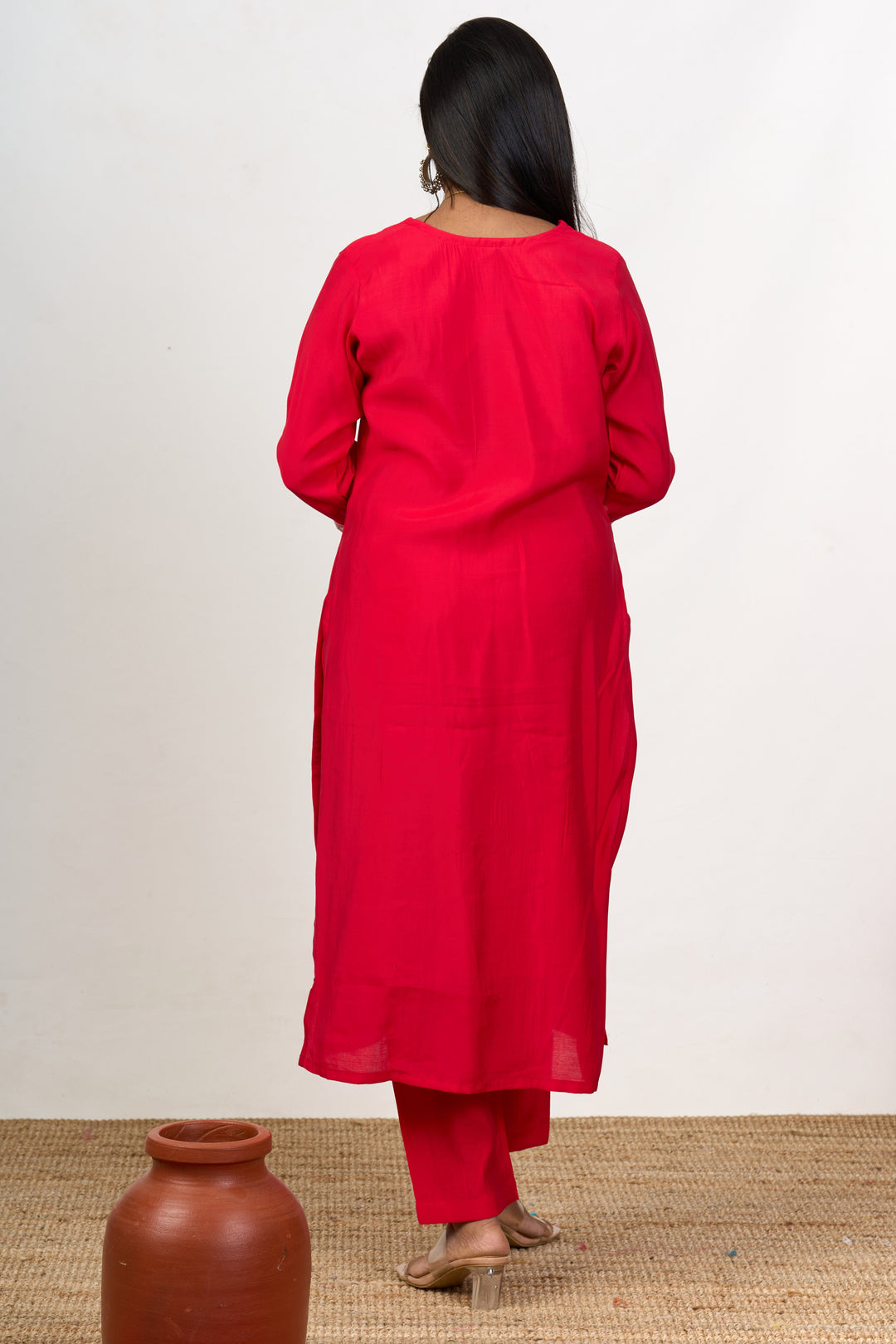 The Nesavu Womens Straight Suit Sets Best Women’S Dresses in Red Blend Silk with Lace Detailing and Floral Dupatta Nesavu Red Blend Silk Best Womens Dresses Lace Detailing Floral Printed Dupatta | The Nesavu