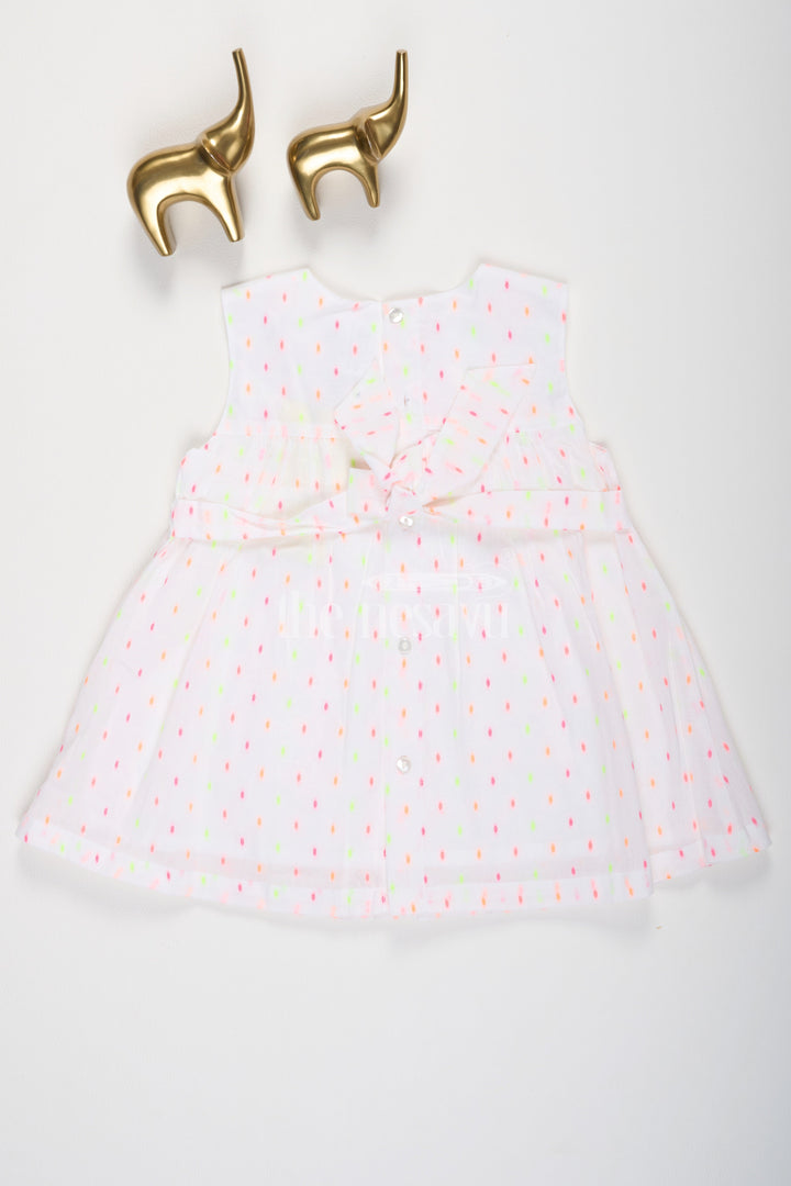 The Nesavu Baby Casual Sets BFJ606A Cute Cream Cotton Baby Frock with Neon Multicolor Buttis and Matching Bloomers Nesavu Cute Cream Cotton Baby Frock with Neon Multicolor Buttis and Matching Bloomers Nesavu