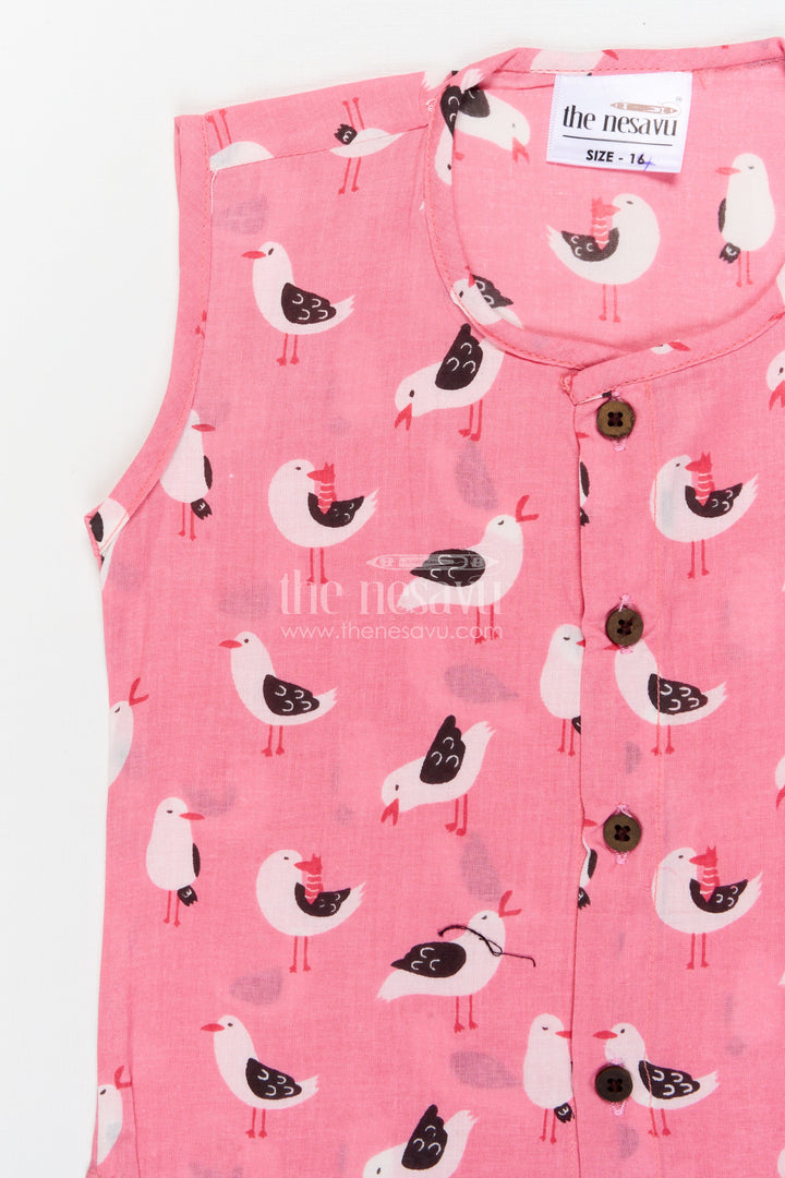 The Nesavu Baby Jablas Bird Print Baby Jabla for Playful Summer Comfort Nesavu 10 (NB) / Pink / Cotton IF045A-10 Nesavu baby jabla in breathable cotton with bird digital print – great for summer play and daily wear