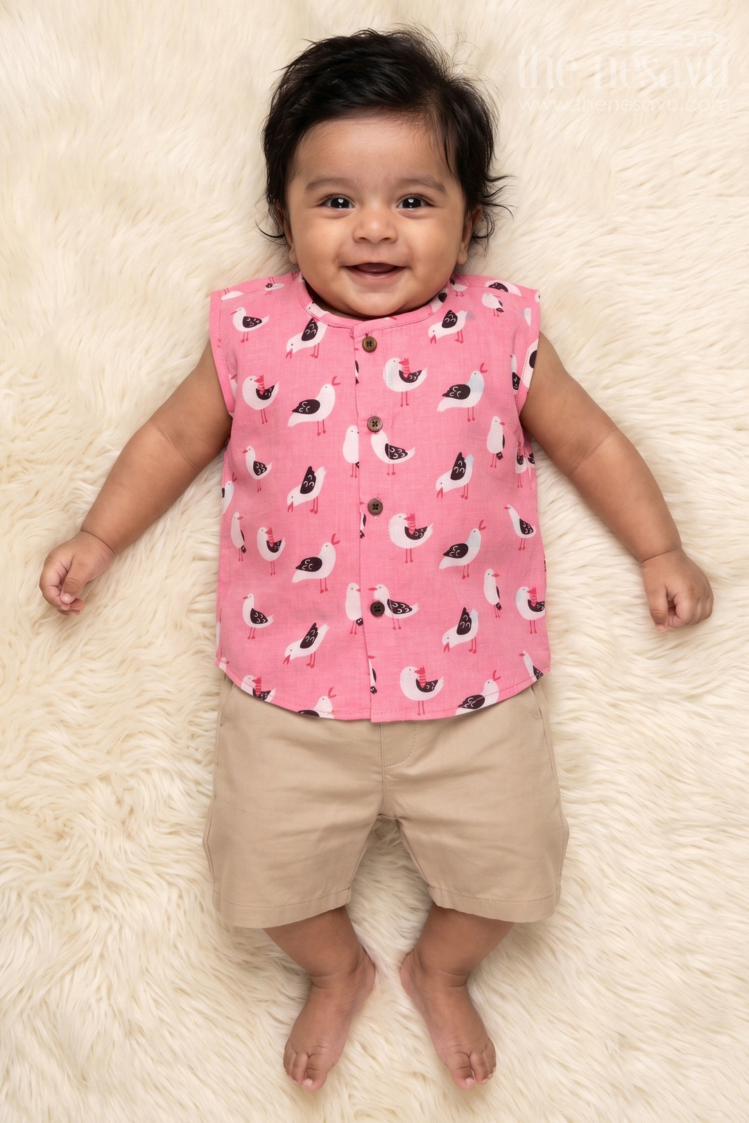 The Nesavu Baby Jablas Bird Print Baby Jabla for Playful Summer Comfort Nesavu 10 (NB) / Pink / Cotton IF045A-10 Nesavu baby jabla in breathable cotton with bird digital print – great for summer play and daily wear