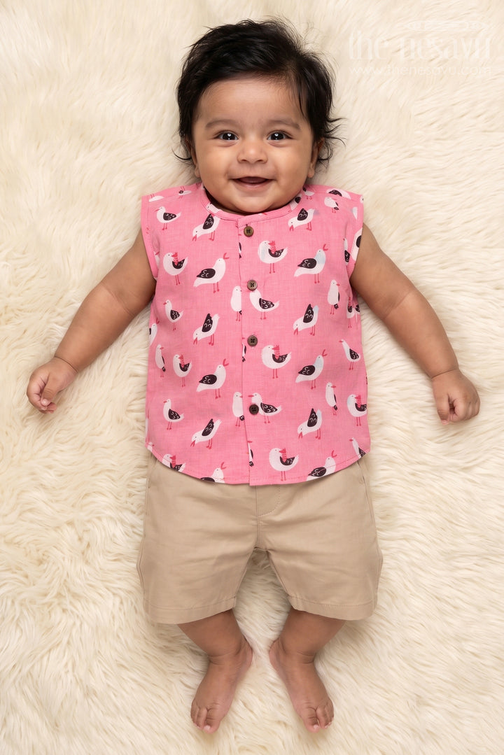 The Nesavu Baby Jablas Bird Print Baby Jabla for Playful Summer Comfort Nesavu 10 (NB) / Pink / Cotton IF045A-10 Nesavu baby jabla in breathable cotton with bird digital print – great for summer play and daily wear