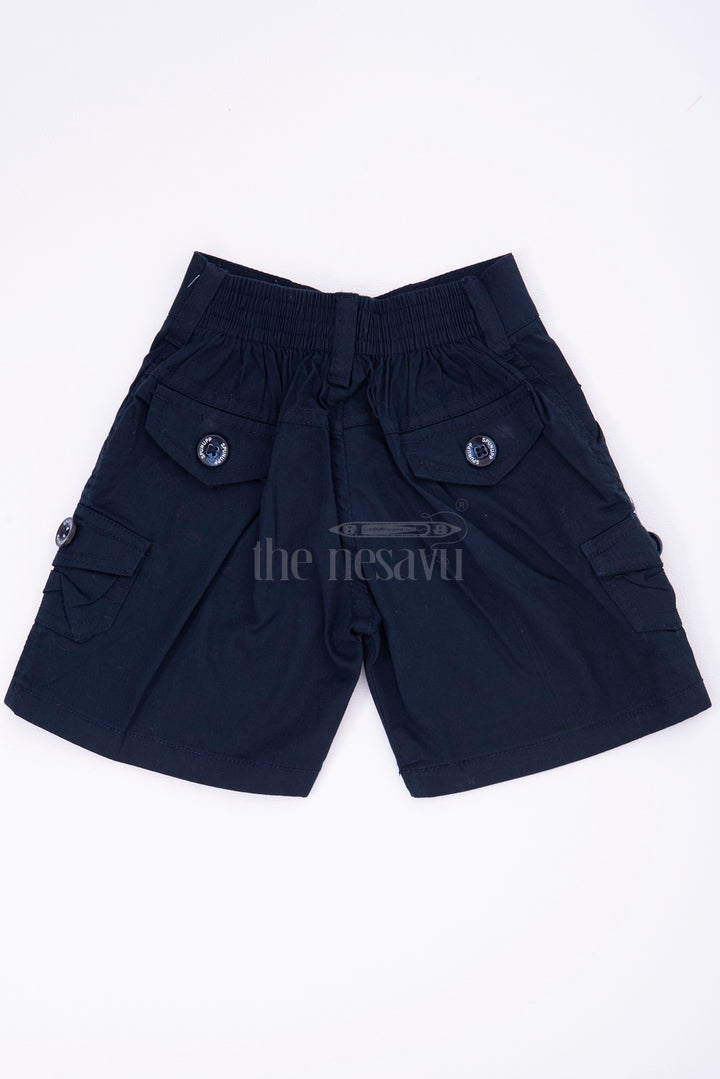 The Nesavu Boys Shorts Black Boys Cotton Cargo Shorts with Elastic Waist Nesavu The Nesavu Black Boys Cotton Cargo Shorts - Elastic Waist Comfort